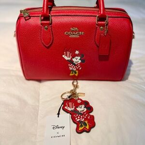 NWT CM862 Disney Coach Rowan Satchel, keychain and pen